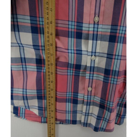 Vineyard Vines Shirt Large Pink Button Up Plaid Slim Fit Whale Shirt - Picture 5 of 10